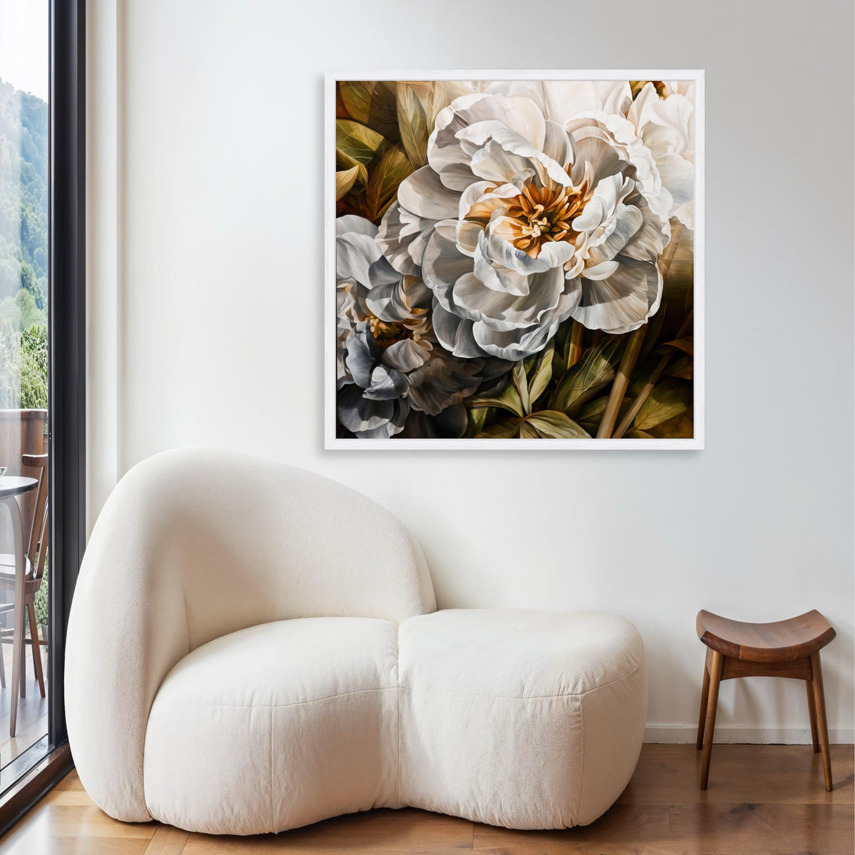 Elegant White Peony Canvas, Floral Wall Art, Botanical Flower Canvas, Nature Inspired Home Decor, Ready to Hang Canvas Gift Art, Home Decor