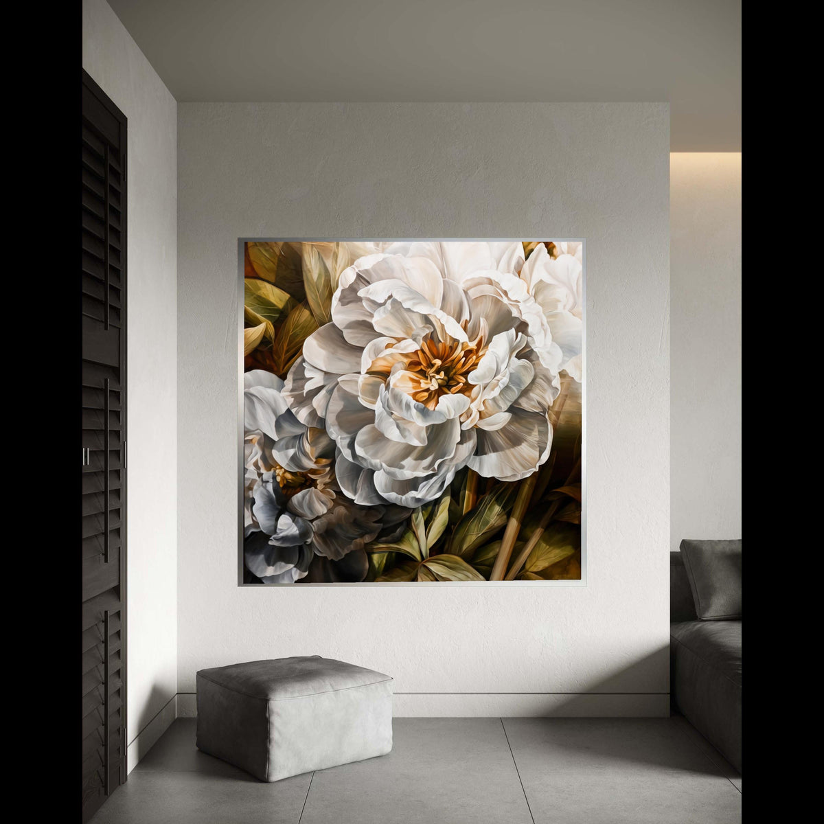 Elegant White Peony Canvas, Floral Wall Art, Botanical Flower Canvas, Nature Inspired Home Decor, Ready to Hang Canvas Gift Art, Home Decor