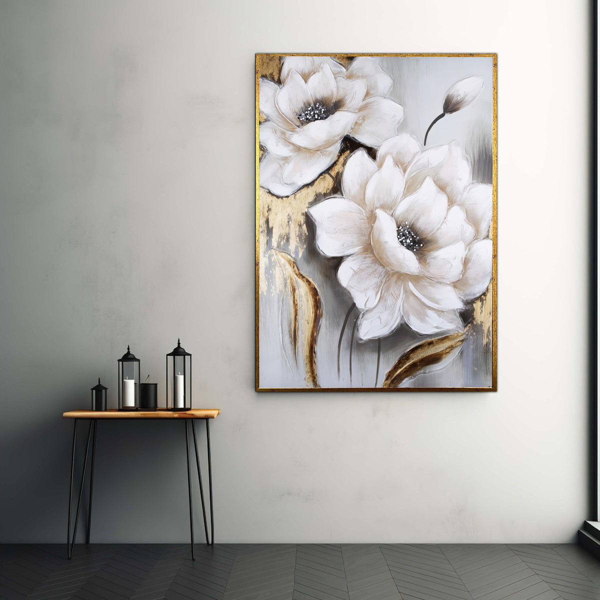 Elegant White Magnolia Flowers Canvas, Modern Floral Wall Art, Floral Painting, Neutral Home Decor, Ready to Hang Gift Art, Home Decor