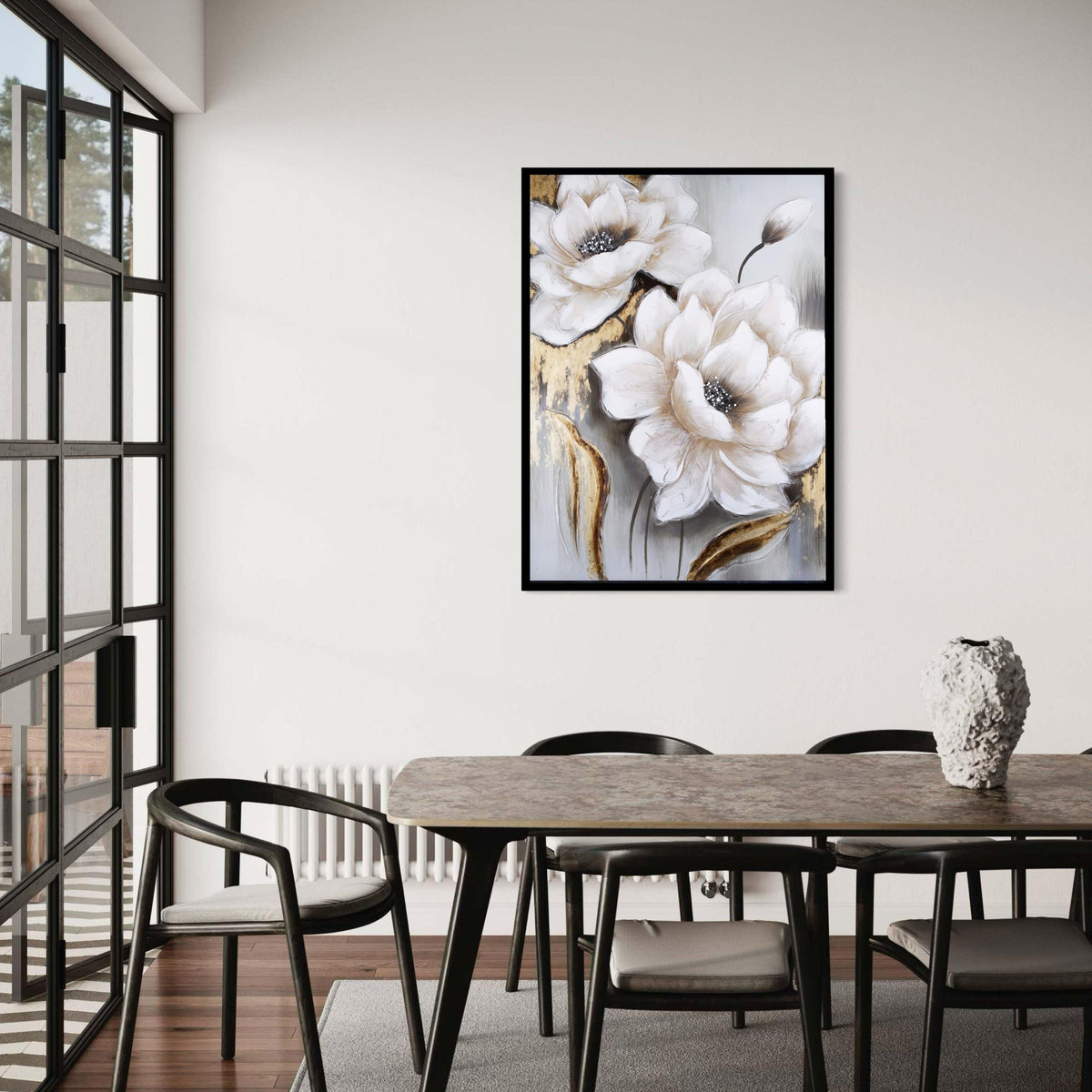 Elegant White Magnolia Flowers Canvas, Modern Floral Wall Art, Floral Painting, Neutral Home Decor, Ready to Hang Gift Art, Home Decor