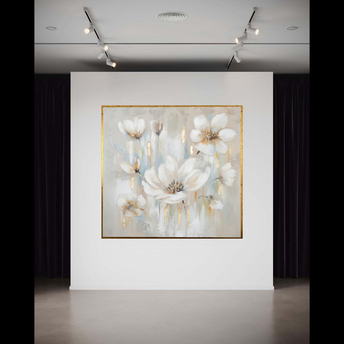 White Floral Canvas Wall Art, Elegant Blossoms Painting, Neutral Toned Flowers, Modern Home Décor, Floral Canvas, Ready Gift Art, Home Decor