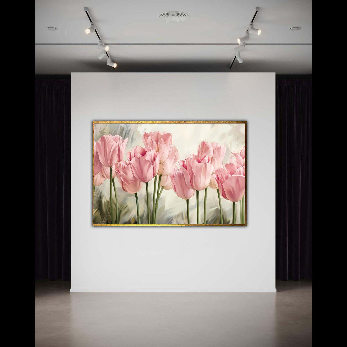 Soft Pink Tulips Canvas, Floral Wall Art, Spring Flowers Painting, Botanical Canvas Decor, Nature Blossom Artwork, Gift Art, Home Decor