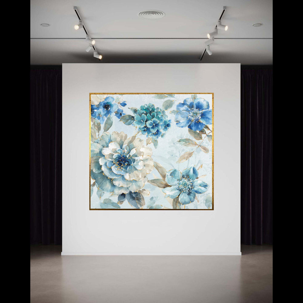 Elegant Blue Floral Canvas Wall Art, Watercolor Flower Painting, Botanical Home Decor, Large Floral Canvas, Soft Pastel Gift Art, Home Decor