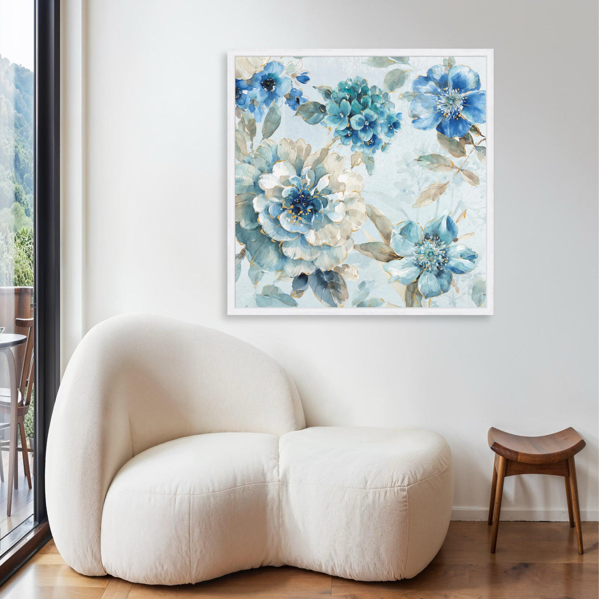 Elegant Blue Floral Canvas Wall Art, Watercolor Flower Painting, Botanical Home Decor, Large Floral Canvas, Soft Pastel Gift Art, Home Decor