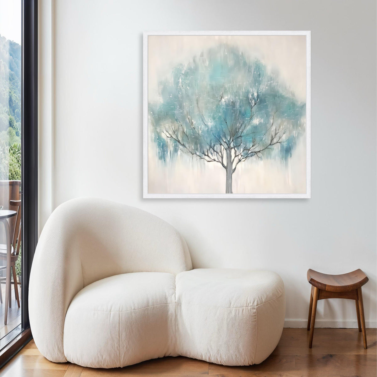 Tranquil Blue Tree Canvas Wall Art, Abstract Nature Painting, Modern Tree Silhouette, Soft Pastel Home Decor, Ready to Gift Art, Home Decor