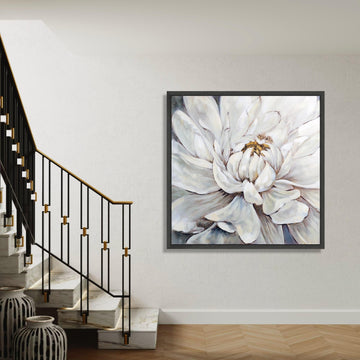 Elegant White Flower Canvas, Large Floral Wall Art, Soft Petal Closeup, Neutral Home Decor, Botanical Canvas Print, Gift Art, Home Decor