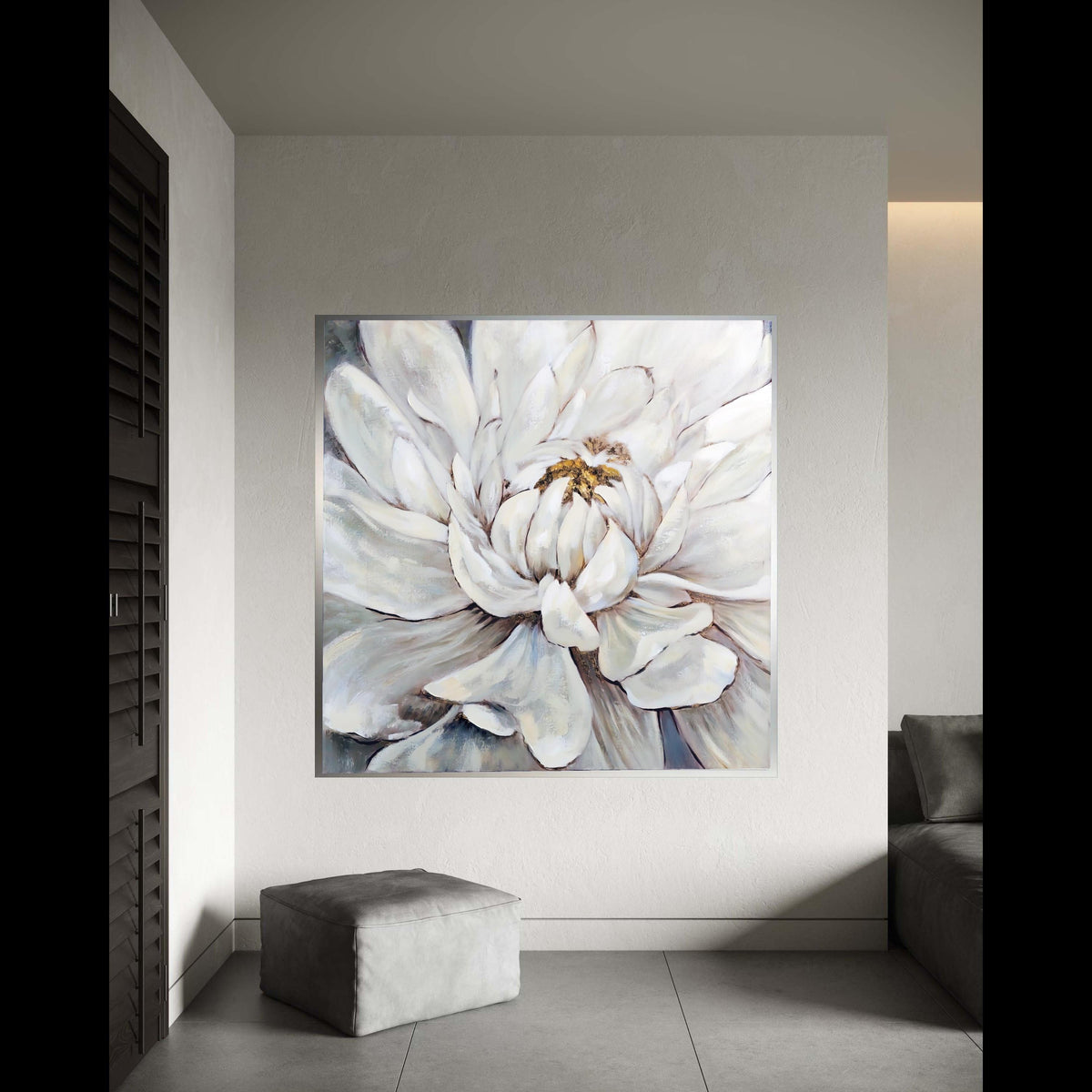 Elegant White Flower Canvas, Large Floral Wall Art, Soft Petal Closeup, Neutral Home Decor, Botanical Canvas Print, Gift Art, Home Decor