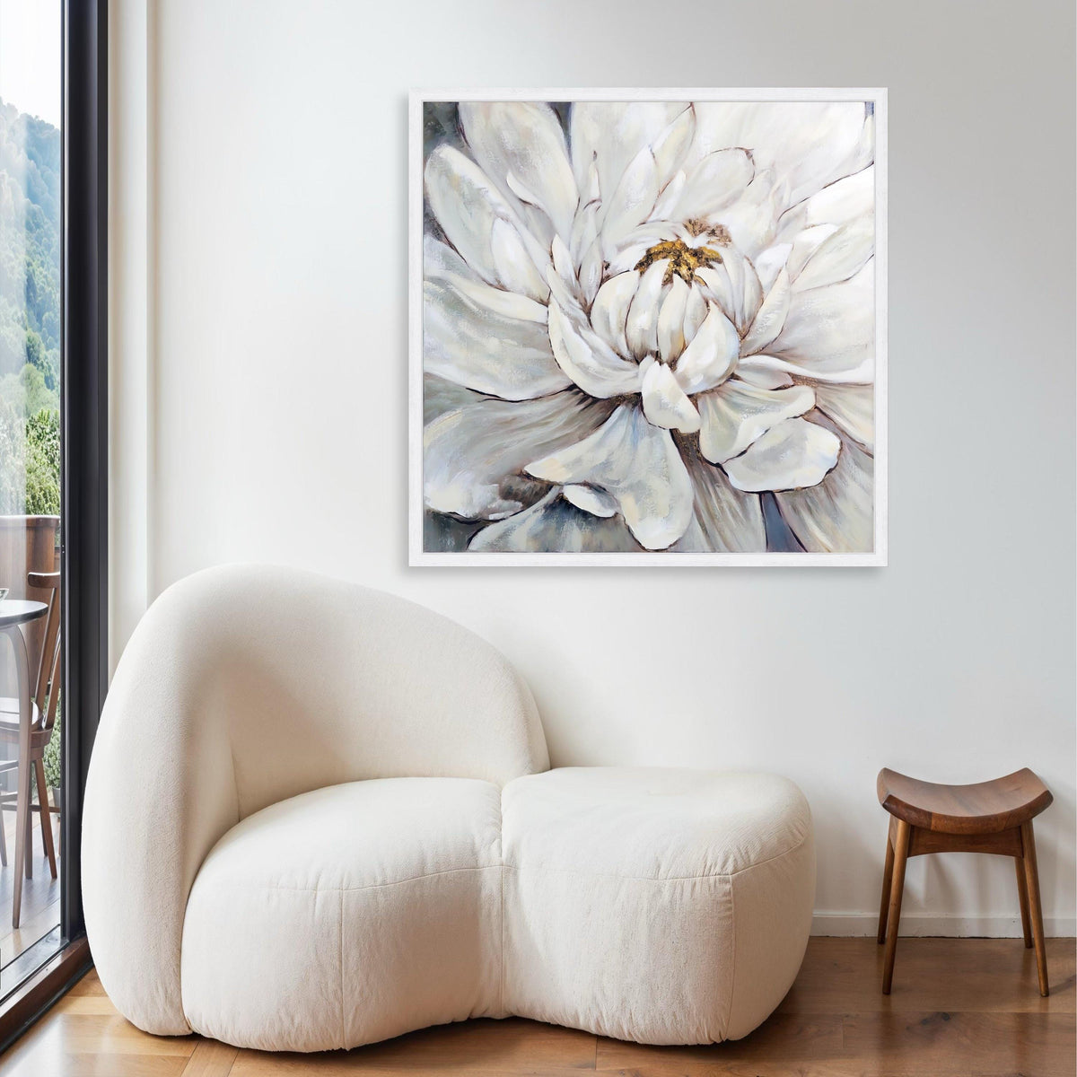 Elegant White Flower Canvas, Large Floral Wall Art, Soft Petal Closeup, Neutral Home Decor, Botanical Canvas Print, Gift Art, Home Decor