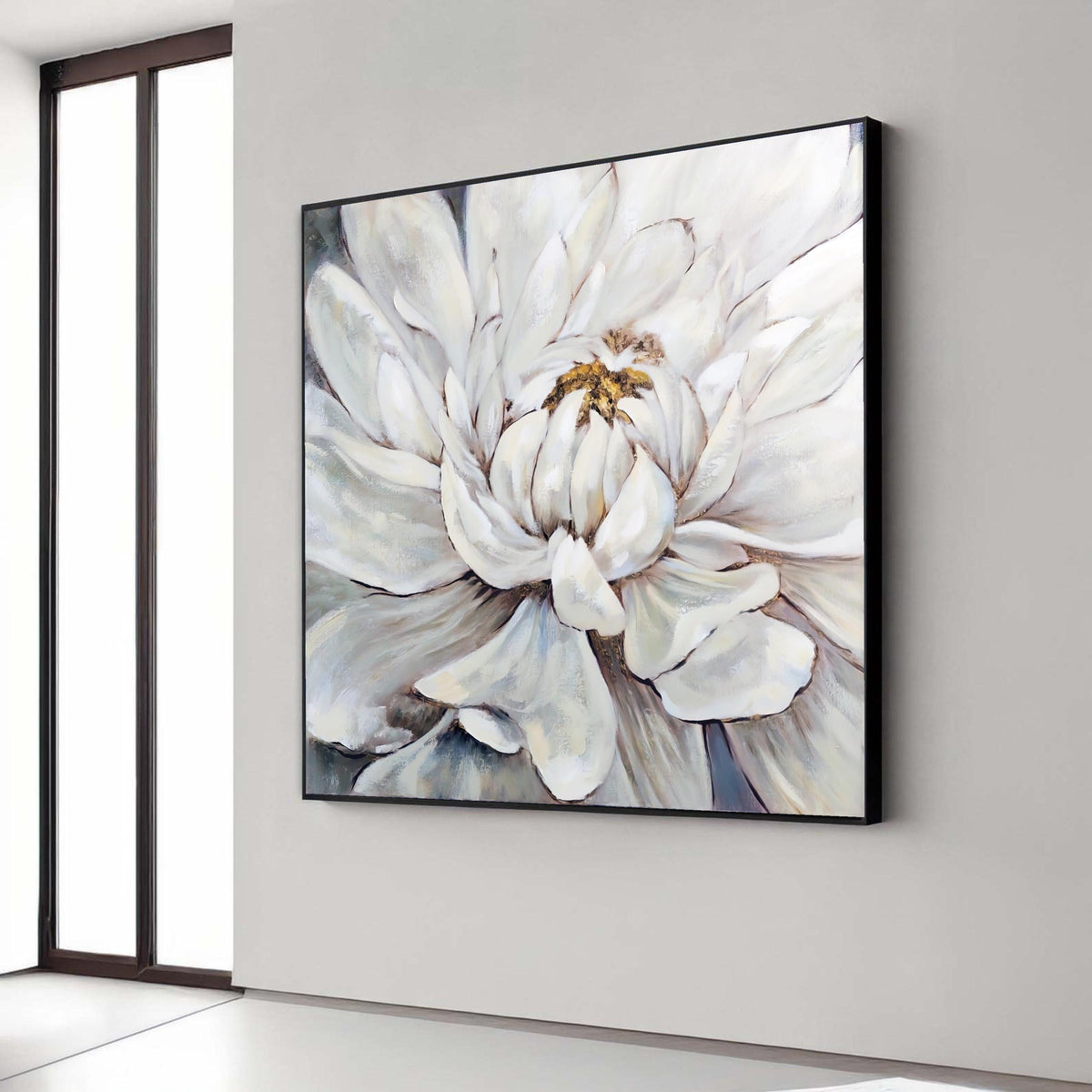 Elegant White Flower Canvas, Large Floral Wall Art, Soft Petal Closeup, Neutral Home Decor, Botanical Canvas Print, Gift Art, Home Decor