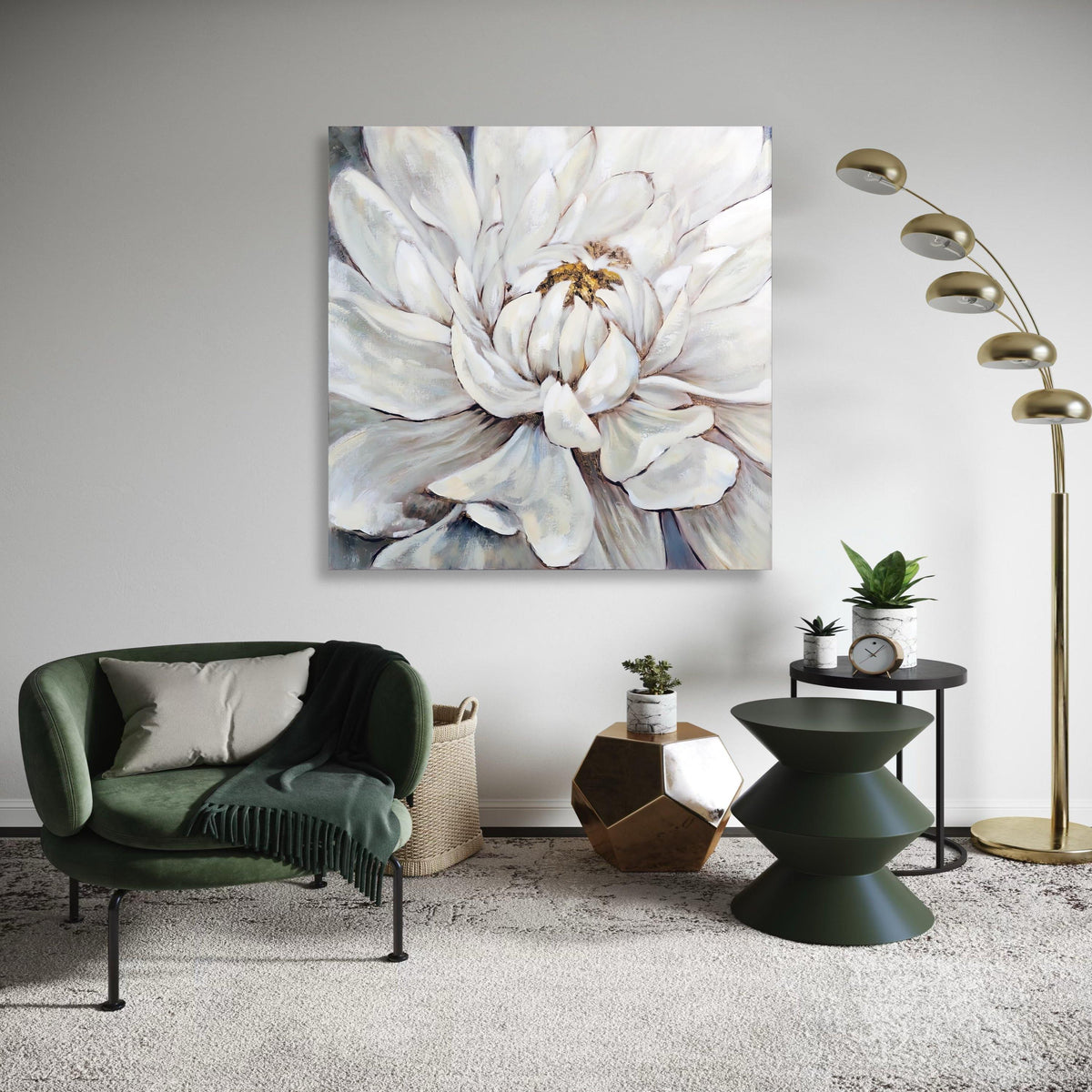 Elegant White Flower Canvas, Large Floral Wall Art, Soft Petal Closeup, Neutral Home Decor, Botanical Canvas Print, Gift Art, Home Decor