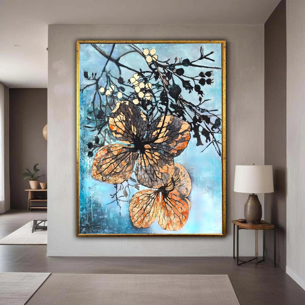 Delicate Autumn Leaves Canvas, Botanical Wall Art, Nature Inspired Canvas Decor, Floral Branch Painting, Home Gift Art, Home Decor