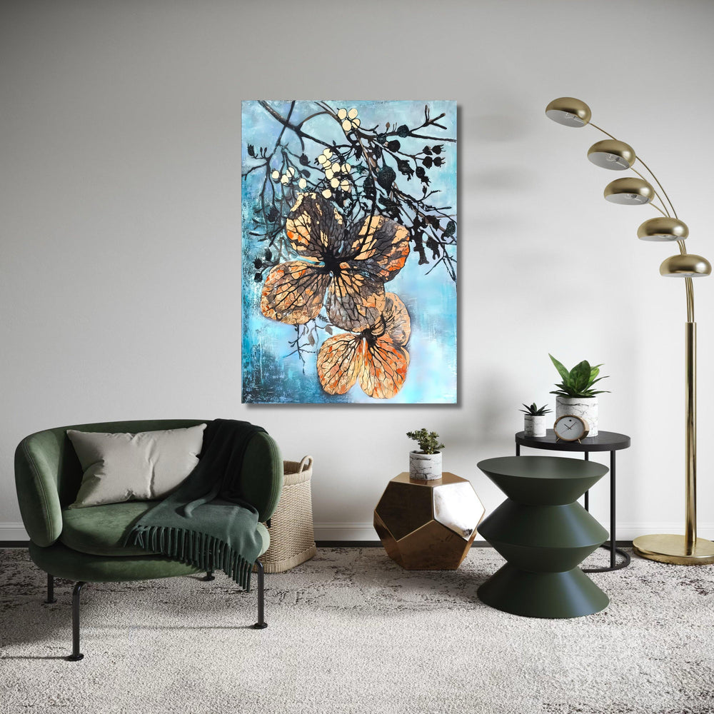 Delicate Autumn Leaves Canvas, Botanical Wall Art, Nature Inspired Canvas Decor, Floral Branch Painting, Home Gift Art, Home Decor