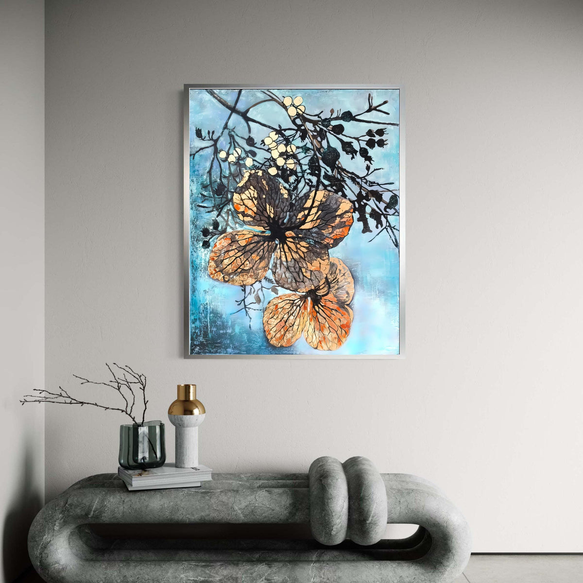 Delicate Autumn Leaves Canvas, Botanical Wall Art, Nature Inspired Canvas Decor, Floral Branch Painting, Home Gift Art, Home Decor