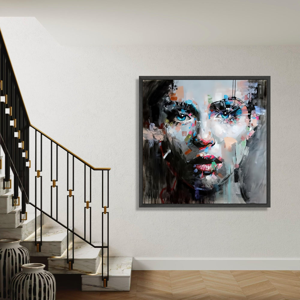 Abstract Woman Portrait Canvas, Modern Face Art, Colorful Expression Wall Art, Contemporary Canvas Decoration, Vibrant Gift Art, Home Decor