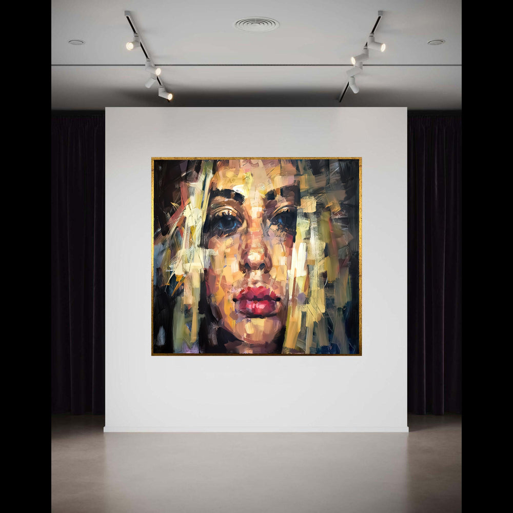 Abstract Female Portrait Canvas, Modern Face Art, Expressionist Wall Decor, Bold Color Painting, Contemporary Canvas Gift Art, Home Decor