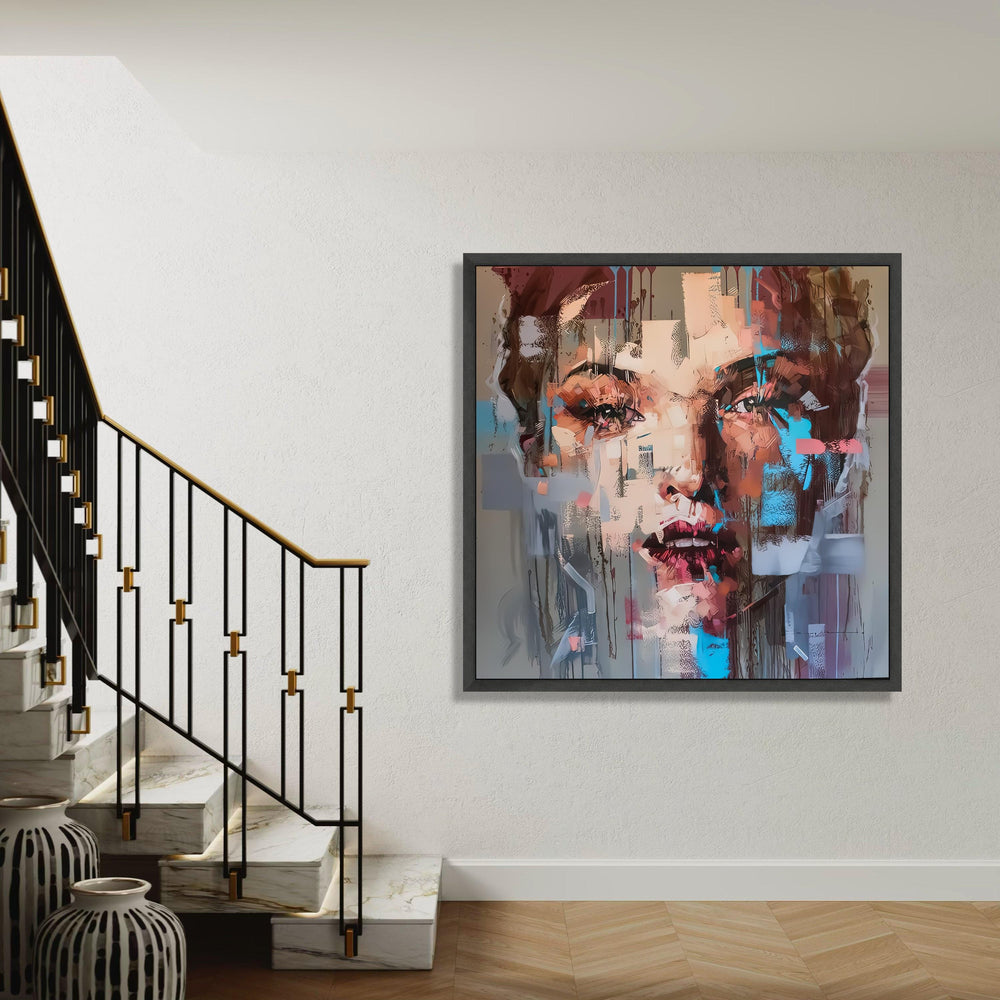 Abstract Female Portrait Canvas, Modern Face Art, Colorful Contemporary Wall Decor, Expressionist Canvas Painting, Home Gift Art, Home Decor