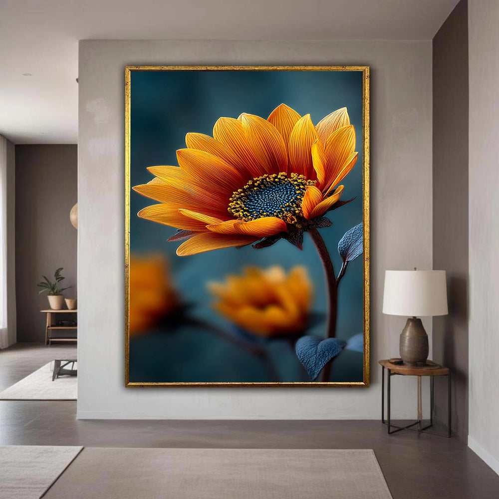 Vibrant Sunflower Canvas Wall Art, Close-Up Floral Canvas, Nature Botanical Print, Bright Yellow Flower Decor, Home Gift Art, Home Decor