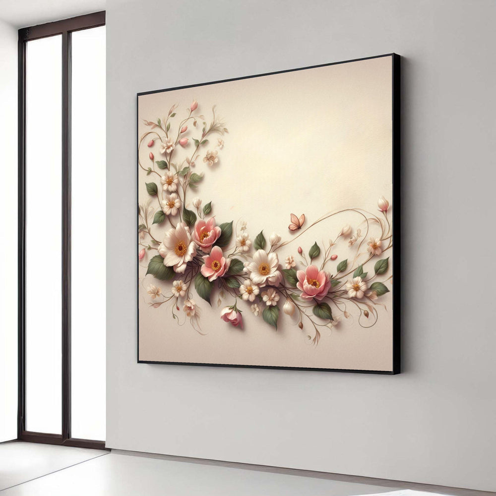 Elegant Floral Bouquet Canvas, Pink and White Flowers Wall Art, Botanical Canvas Decoration, Nature-Inspired Home Gift Art, Home Decor