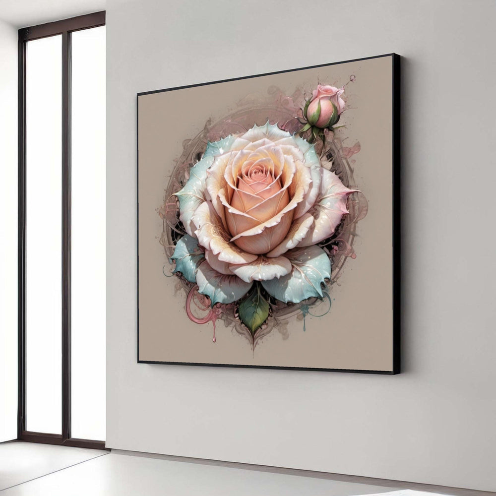 Elegant Blush Rose Canvas, Soft Pastel Floral Wall Art, Romantic Flower Canvas Decoration, Vintage Botanical Print, Gift Art, Home Decor