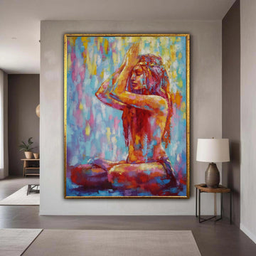 Meditative Woman Canvas Print, Colorful Abstract Expressionist Art