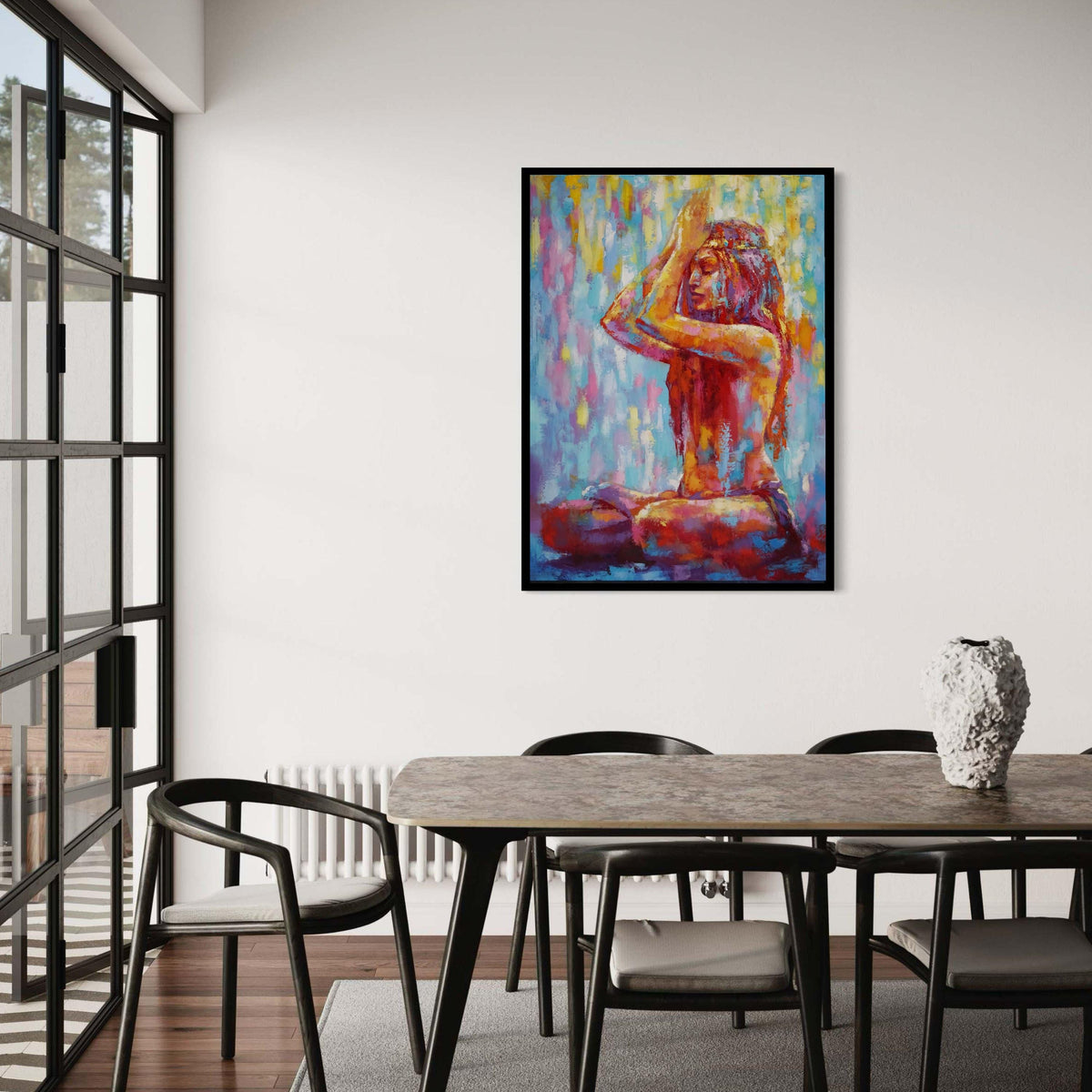 Meditative Woman Canvas Print, Colorful Abstract Expressionist Art