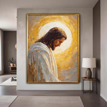 Peaceful Jesus Portrait Canvas, Religious Wall Art, Christian Spiritual Canvas, Divine Light Painting, Inspirational Gift Art, Home Decor