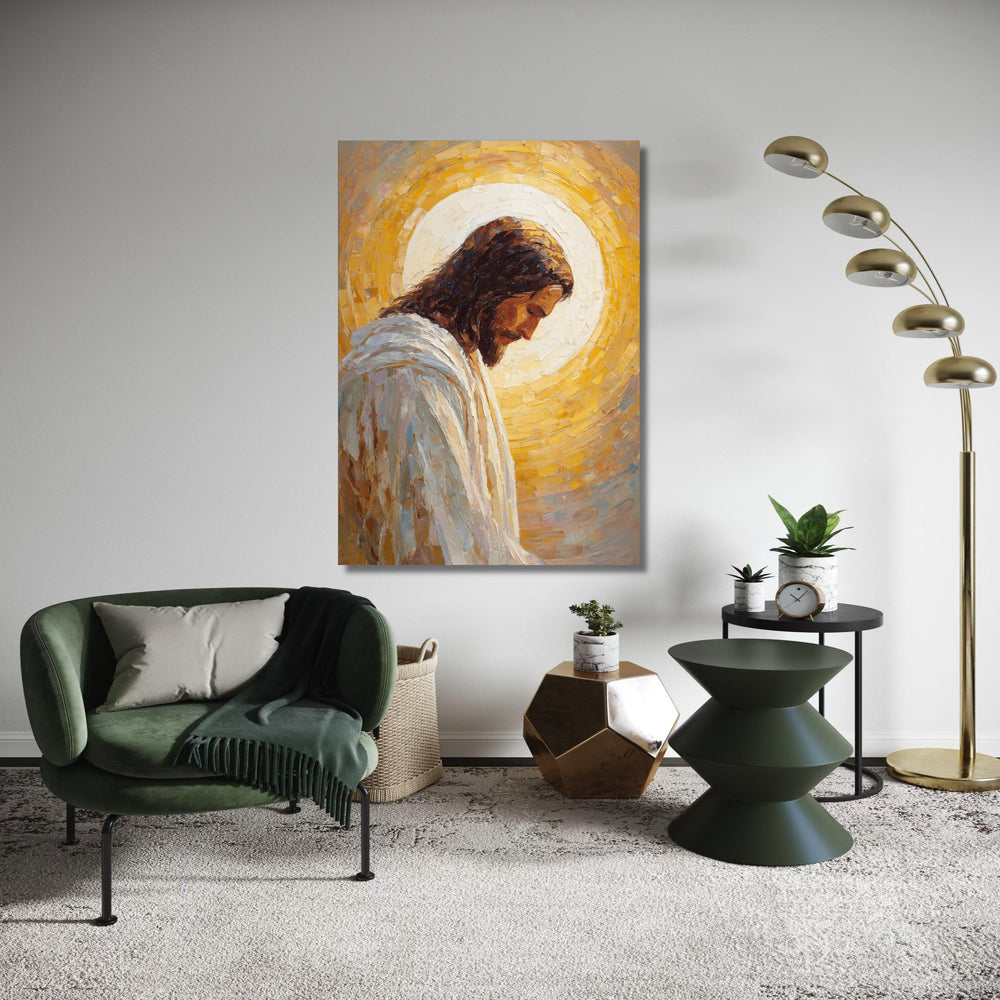 Peaceful Jesus Portrait Canvas, Religious Wall Art, Christian Spiritual Canvas, Divine Light Painting, Inspirational Gift Art, Home Decor