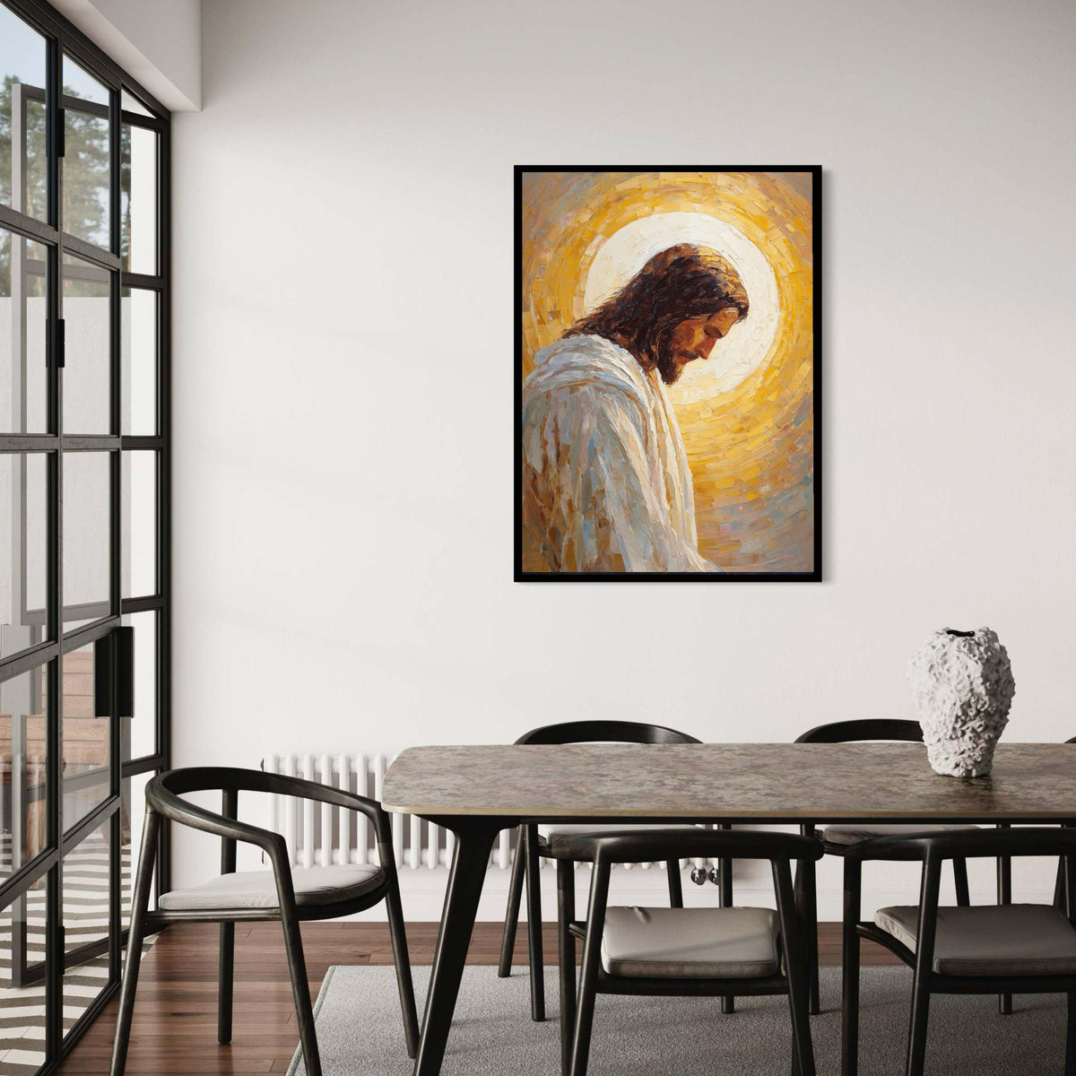 Peaceful Jesus Portrait Canvas, Religious Wall Art, Christian Spiritual Canvas, Divine Light Painting, Inspirational Gift Art, Home Decor