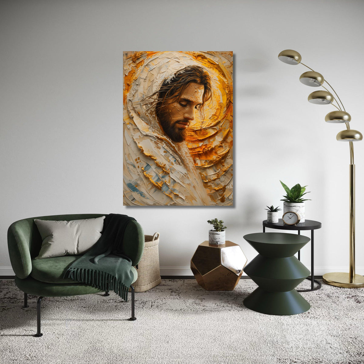 Inspirational Jesus Portrait Canvas, Religious Wall Art, Spiritual Christian Decor, Abstract Painting, Faith Canvas Gift Art, Home Decor