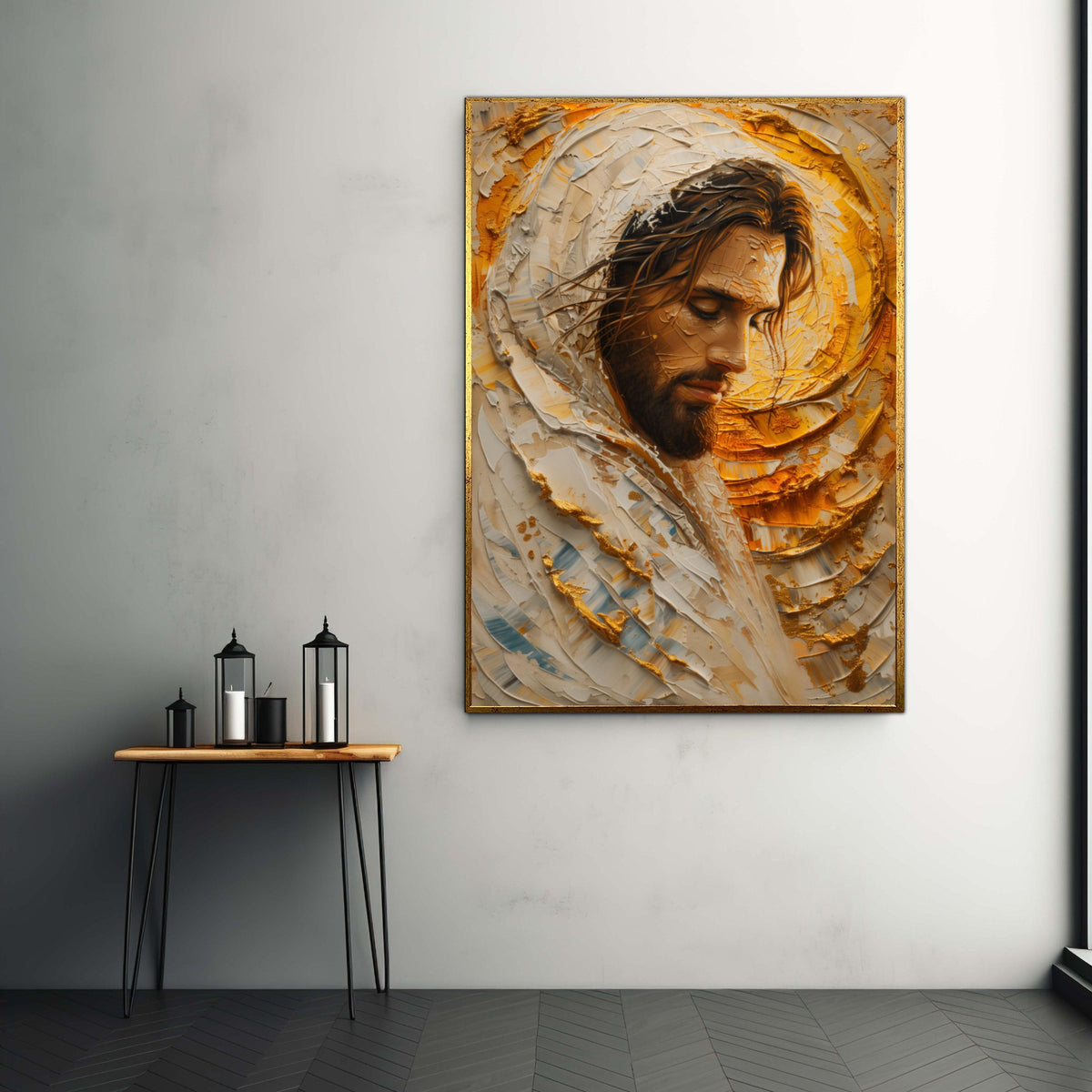 Inspirational Jesus Portrait Canvas, Religious Wall Art, Spiritual Christian Decor, Abstract Painting, Faith Canvas Gift Art, Home Decor