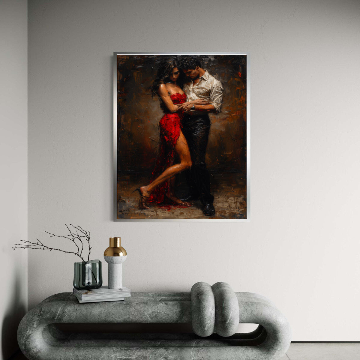 Passionate Tango Dance Couple Canvas, Romantic Ballroom Wall Art, Modern Figurative Painting, Home Decor Canvas, Gift Art, Home Decor