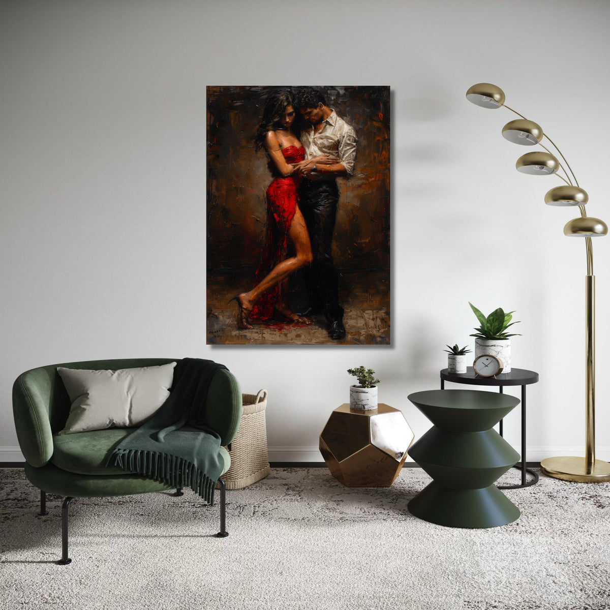 Passionate Tango Dance Couple Canvas, Romantic Ballroom Wall Art, Modern Figurative Painting, Home Decor Canvas, Gift Art, Home Decor