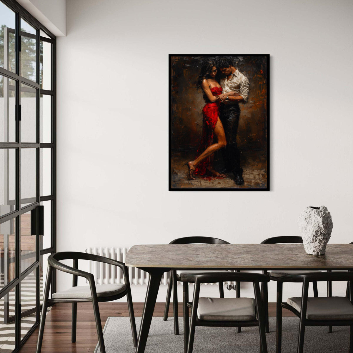 Passionate Tango Dance Couple Canvas, Romantic Ballroom Wall Art, Modern Figurative Painting, Home Decor Canvas, Gift Art, Home Decor