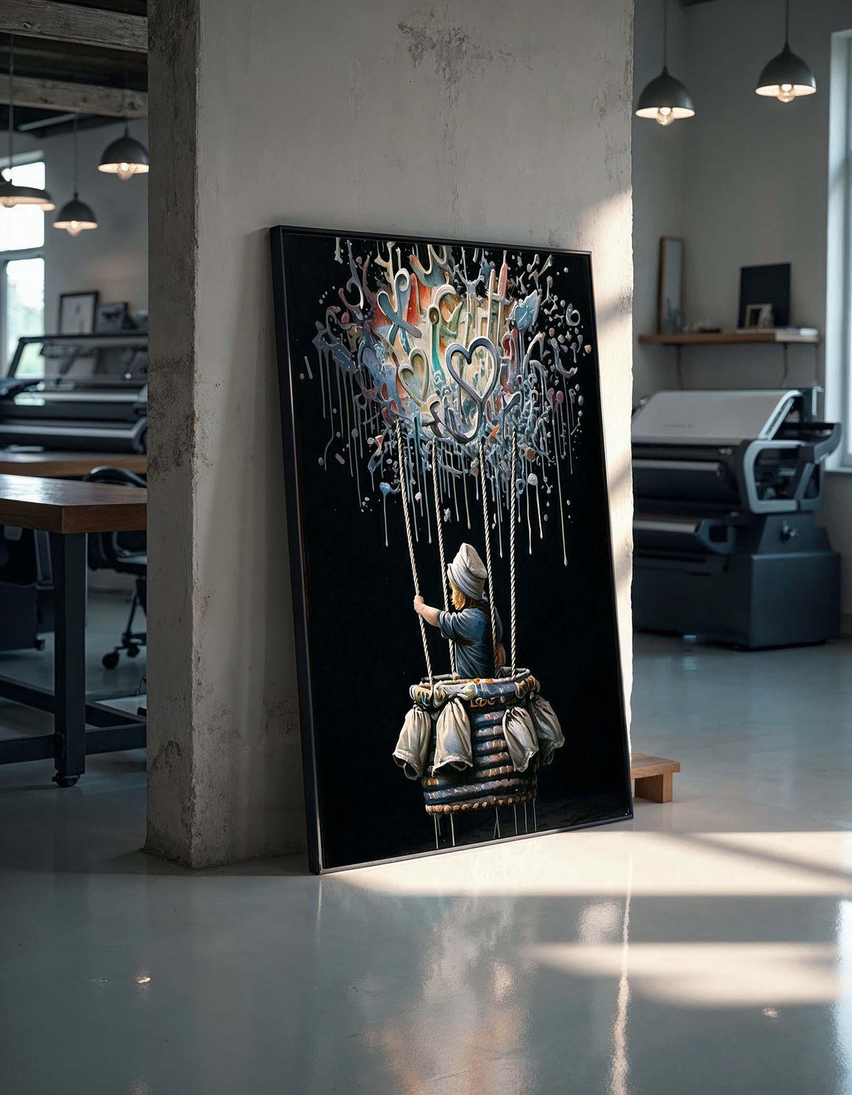 Banksy Hot Air Balloon Graffiti, Colorful Street Art, Urban Art Canvas,Ready To Hang,Famous Art,Child Urban Street Art,Rare Work,Wall Canvas