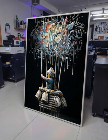 Banksy Hot Air Balloon Graffiti, Colorful Street Art, Urban Art Canvas,Ready To Hang,Famous Art,Child Urban Street Art,Rare Work,Wall Canvas
