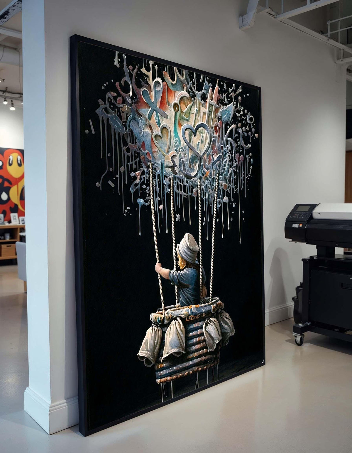 Banksy Hot Air Balloon Graffiti, Colorful Street Art, Urban Art Canvas,Ready To Hang,Famous Art,Child Urban Street Art,Rare Work,Wall Canvas