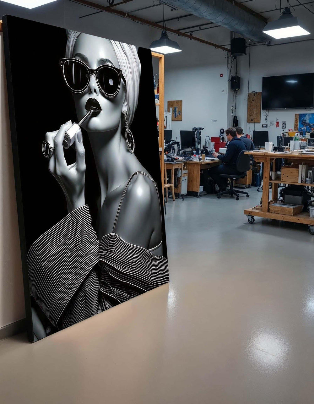 Audrey Hepburn Black and White Art, Glamorous Vintage Woman Portrait, Elegant Wall Decor, Timeless Fashion Canvas, Retro Chic Art Gift