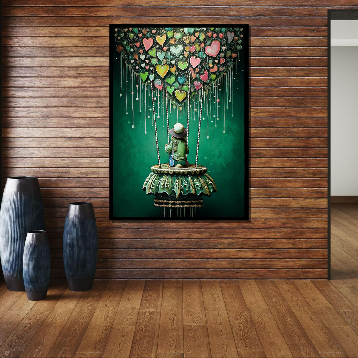 Heart Balloon Art Art, Graffiti Love-Themed Wall Decor, Colorful Hot Air Balloon Painting, Urban Modern Canvas, Romantic Art Gift