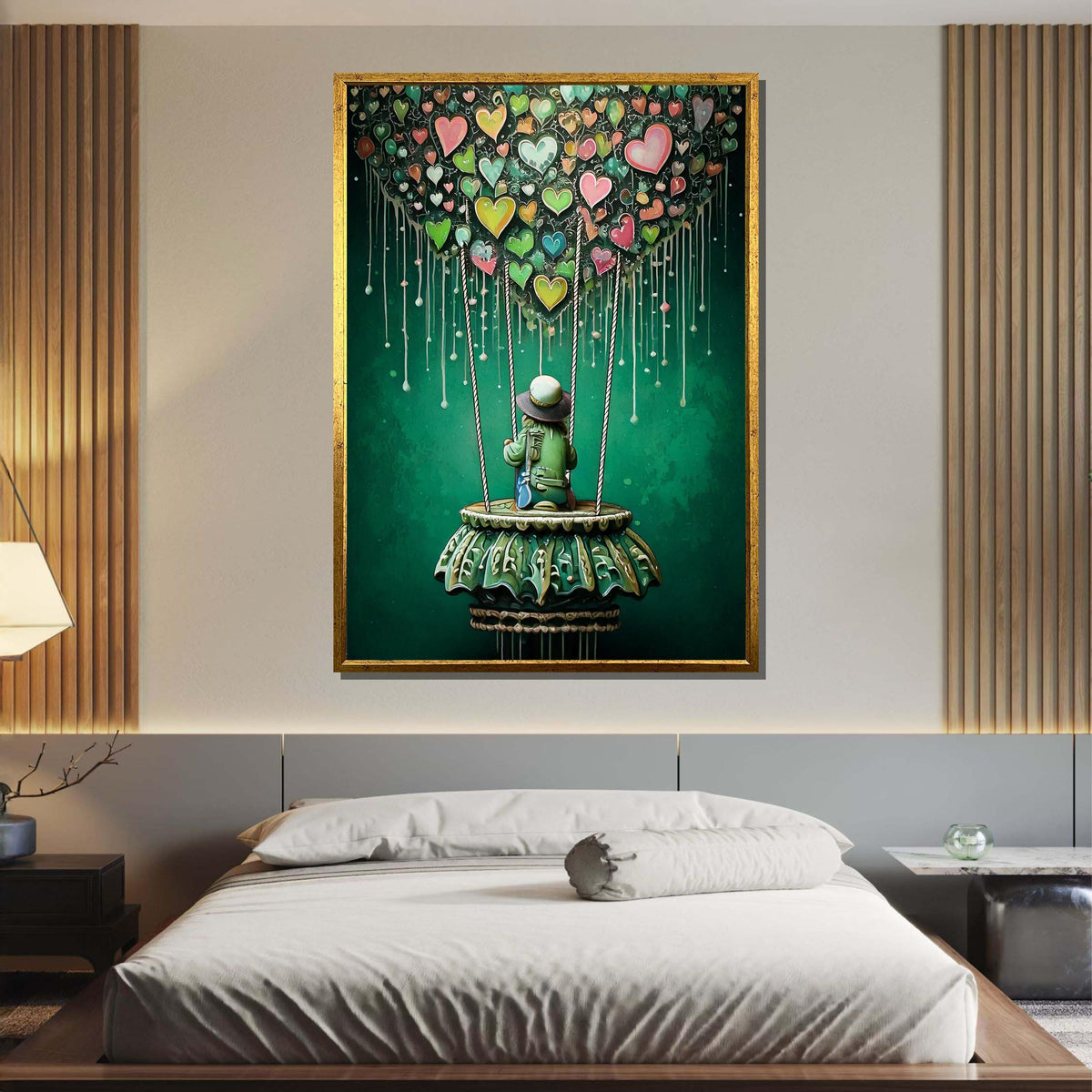 Heart Balloon Art Art, Graffiti Love-Themed Wall Decor, Colorful Hot Air Balloon Painting, Urban Modern Canvas, Romantic Art Gift