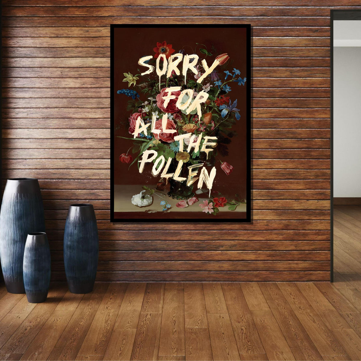 Sorry for All the Pollen Floral Art Print, Humorous Flower Artwork, Funny Allergy Wall Art, Whimsical Botanical Poster, Ready to Hang
