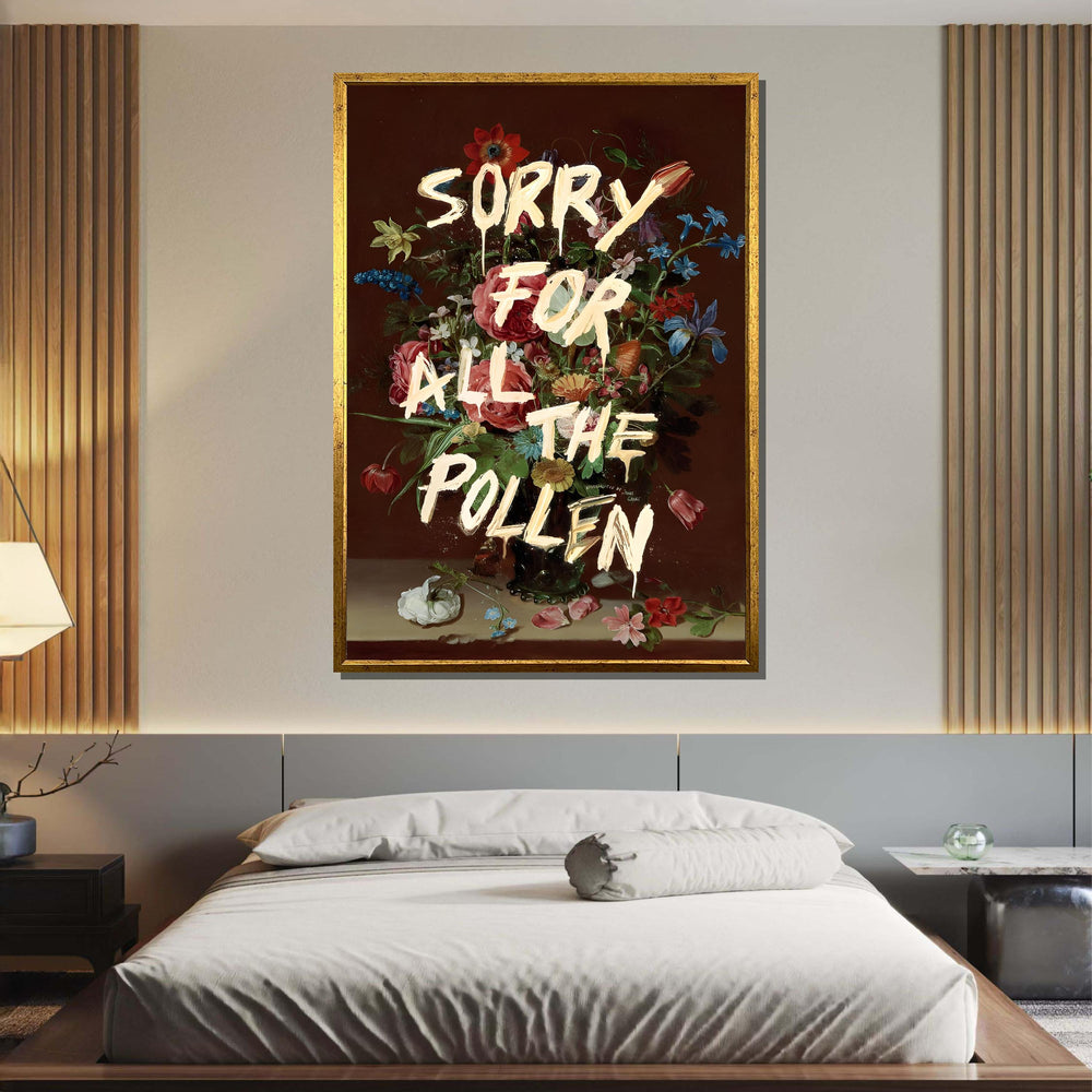 Sorry for All the Pollen Floral Art Print, Humorous Flower Artwork, Funny Allergy Wall Art, Whimsical Botanical Poster, Ready to Hang