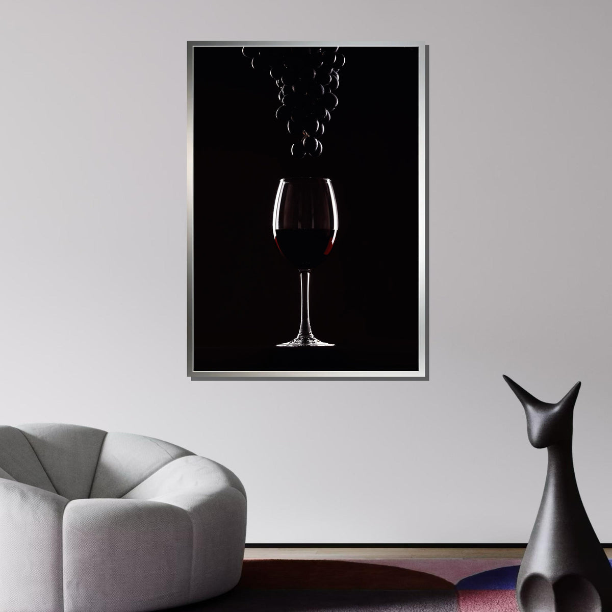 Elegant Wine Glass with Grapes Wall Art - Minimalist Wine Decor for Kitchen, Bar, or Dining Room, Perfect Gift for Wine Lovers,Ready to Hang