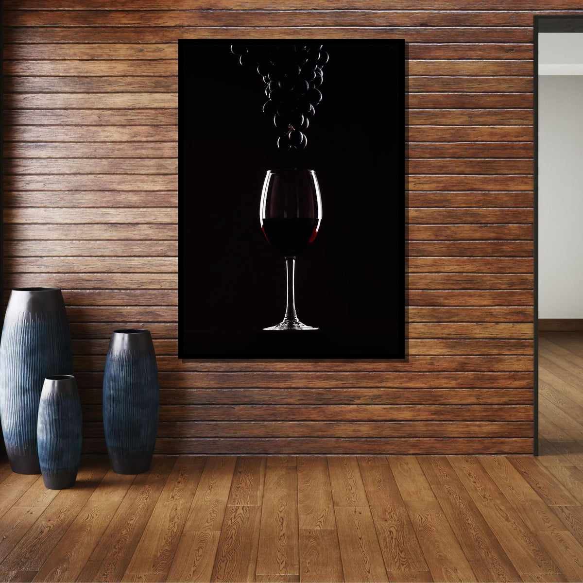 Elegant Wine Glass with Grapes Wall Art - Minimalist Wine Decor for Kitchen, Bar, or Dining Room, Perfect Gift for Wine Lovers,Ready to Hang