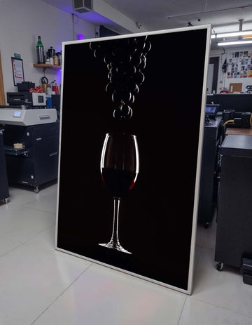 Elegant Wine Glass with Grapes Wall Art - Minimalist Wine Decor for Kitchen, Bar, or Dining Room, Perfect Gift for Wine Lovers,Ready to Hang