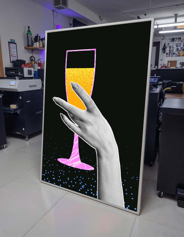 Pop Art Champagne Glass Print -Vibrant Celebration Wall Art, Modern Drink Decor, Retro Style Art, Perfect Gift for Wine Lovers,Ready to Hang
