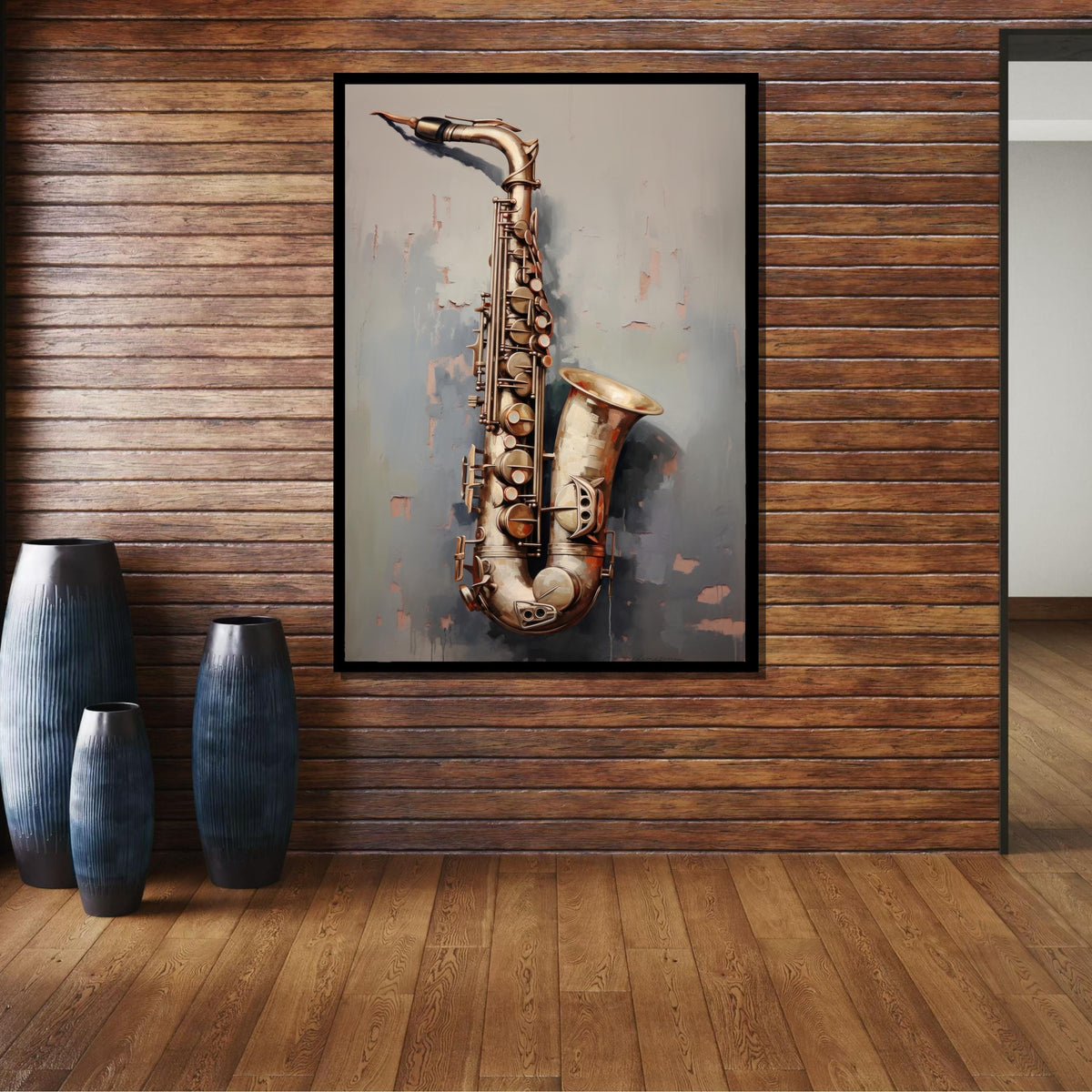 Saxophone Close-Up Painting - Realistic Music Instrument Wall Art, Jazz Lover Decor, Detailed Art for Musicians, Music Canvas Art