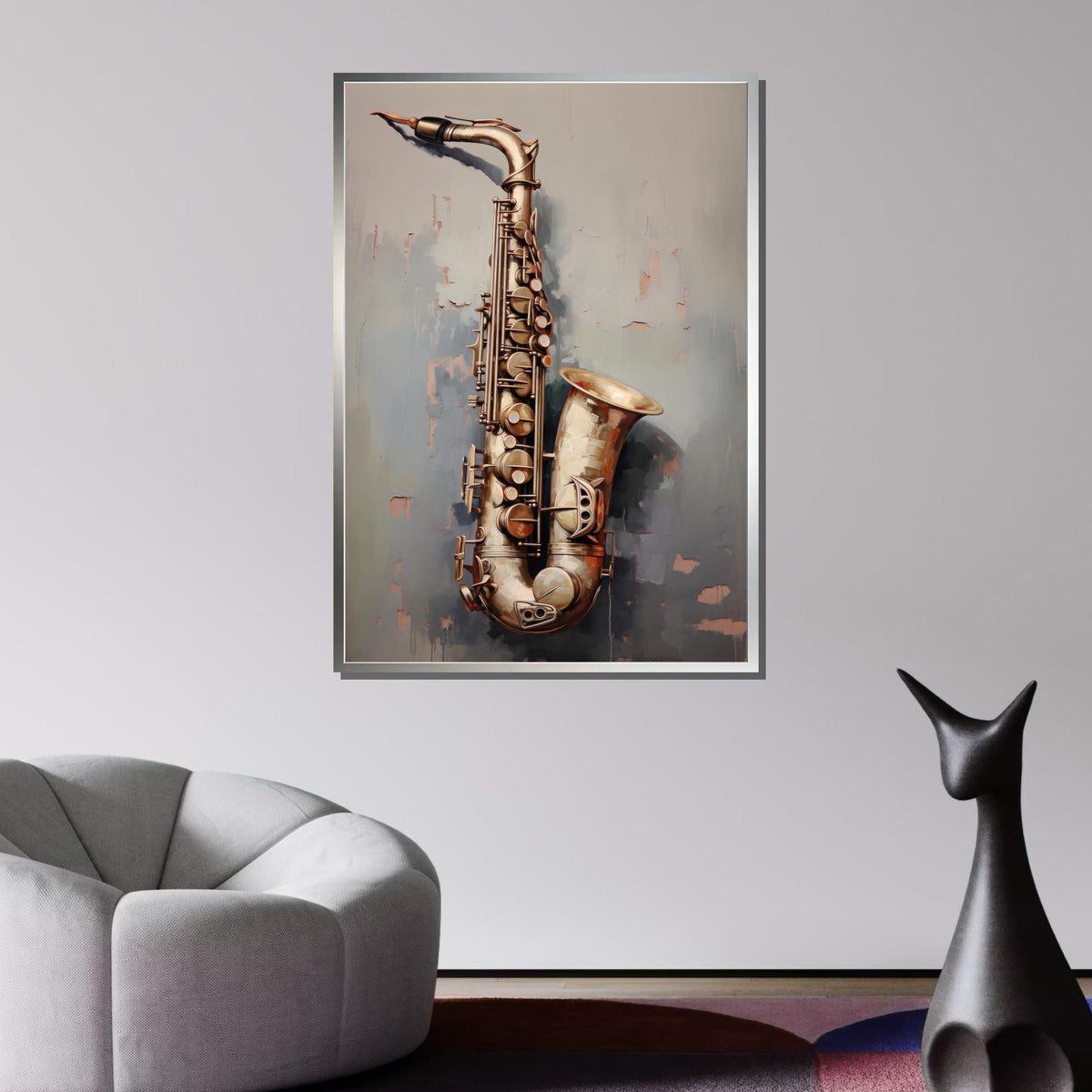 Saxophone Close-Up Painting - Realistic Music Instrument Wall Art, Jazz Lover Decor, Detailed Art for Musicians, Music Canvas Art