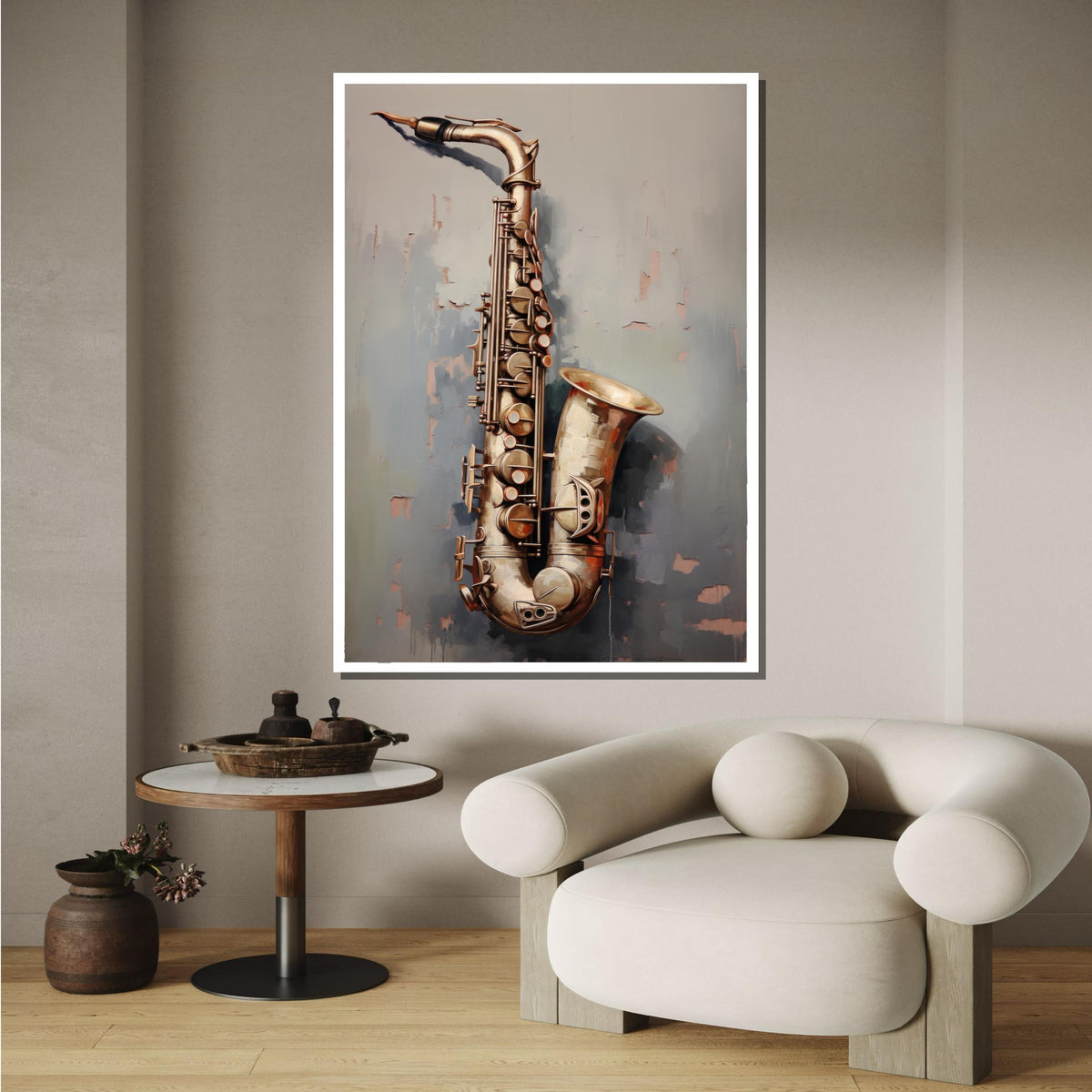 Saxophone Close-Up Painting - Realistic Music Instrument Wall Art, Jazz Lover Decor, Detailed Art for Musicians, Music Canvas Art
