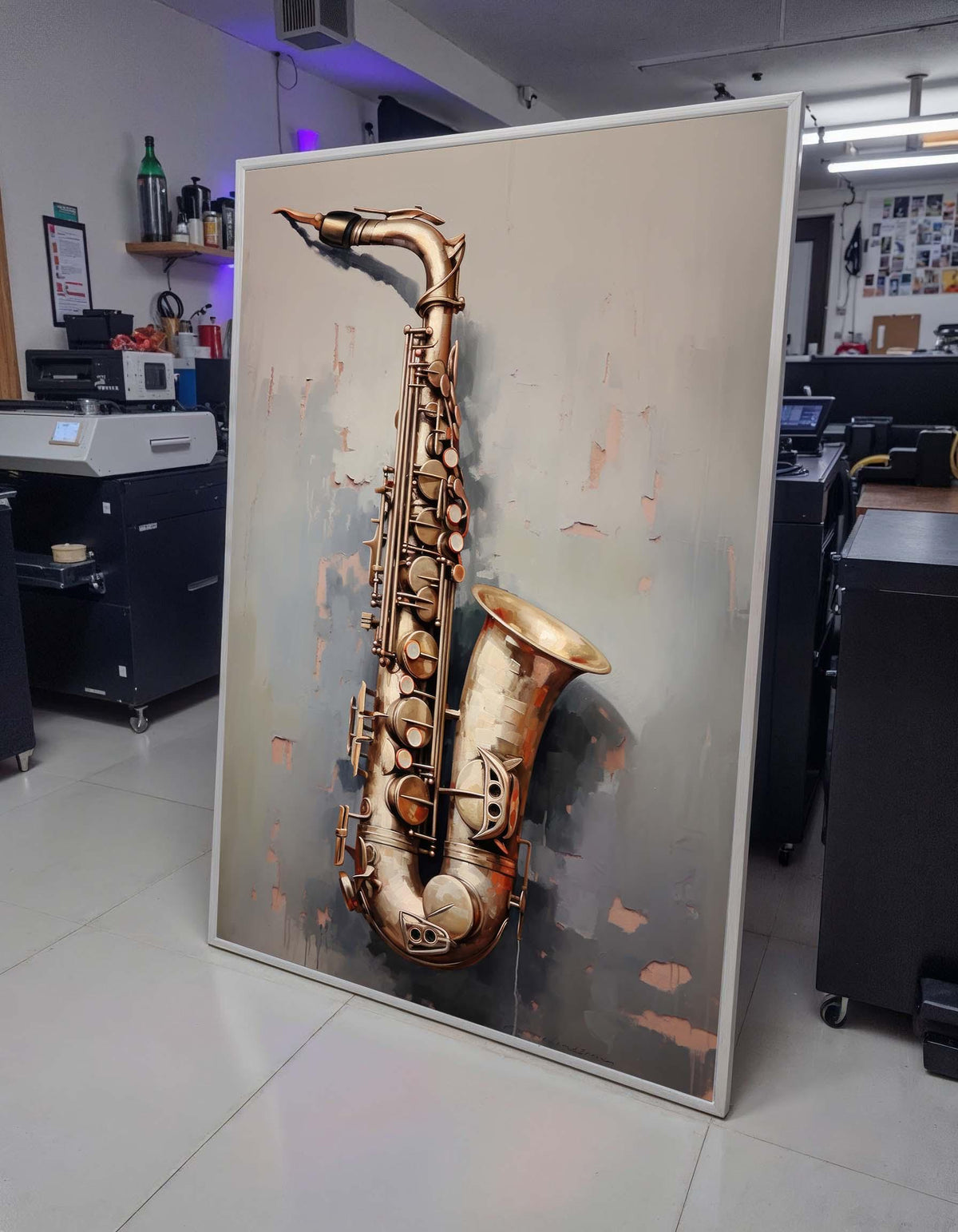Saxophone Close-Up Painting - Realistic Music Instrument Wall Art, Jazz Lover Decor, Detailed Art for Musicians, Music Canvas Art