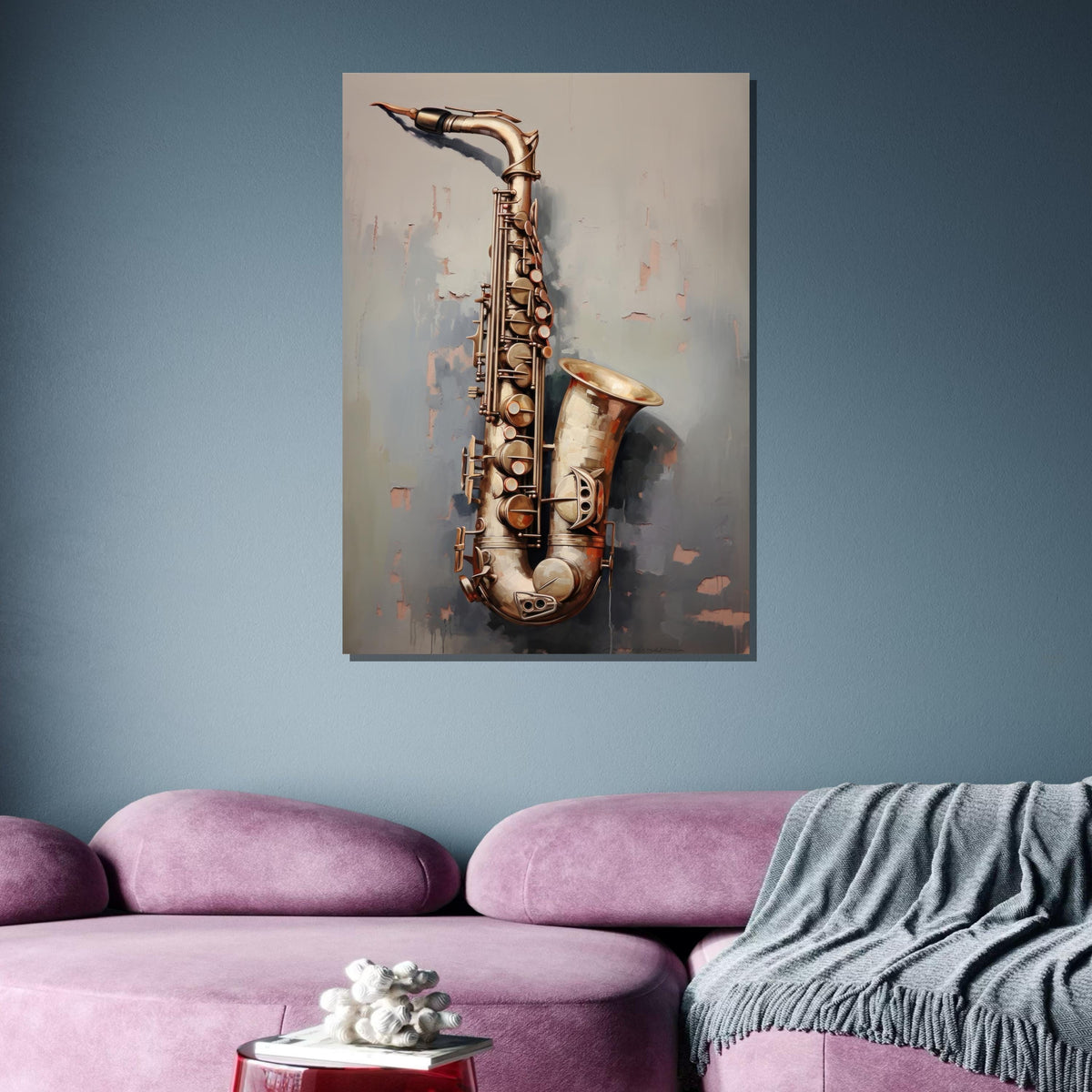 Saxophone Close-Up Painting - Realistic Music Instrument Wall Art, Jazz Lover Decor, Detailed Art for Musicians, Music Canvas Art